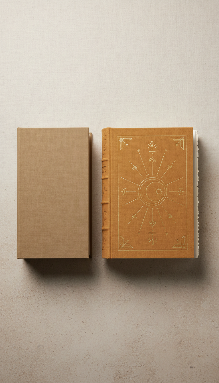 Cartas reunidas en tela ocre hecha a mano