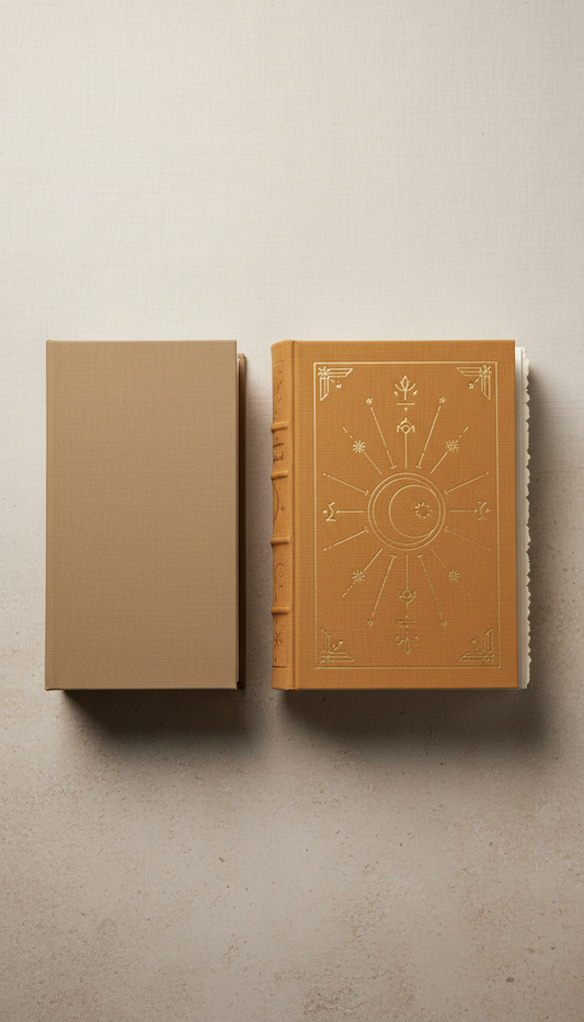 Cartas reunidas en tela ocre hecha a mano